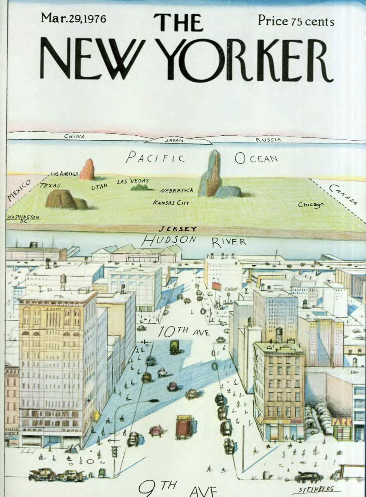 March 29, 1976 - “View of the World from 9th Avenue” by Saul Steinberg